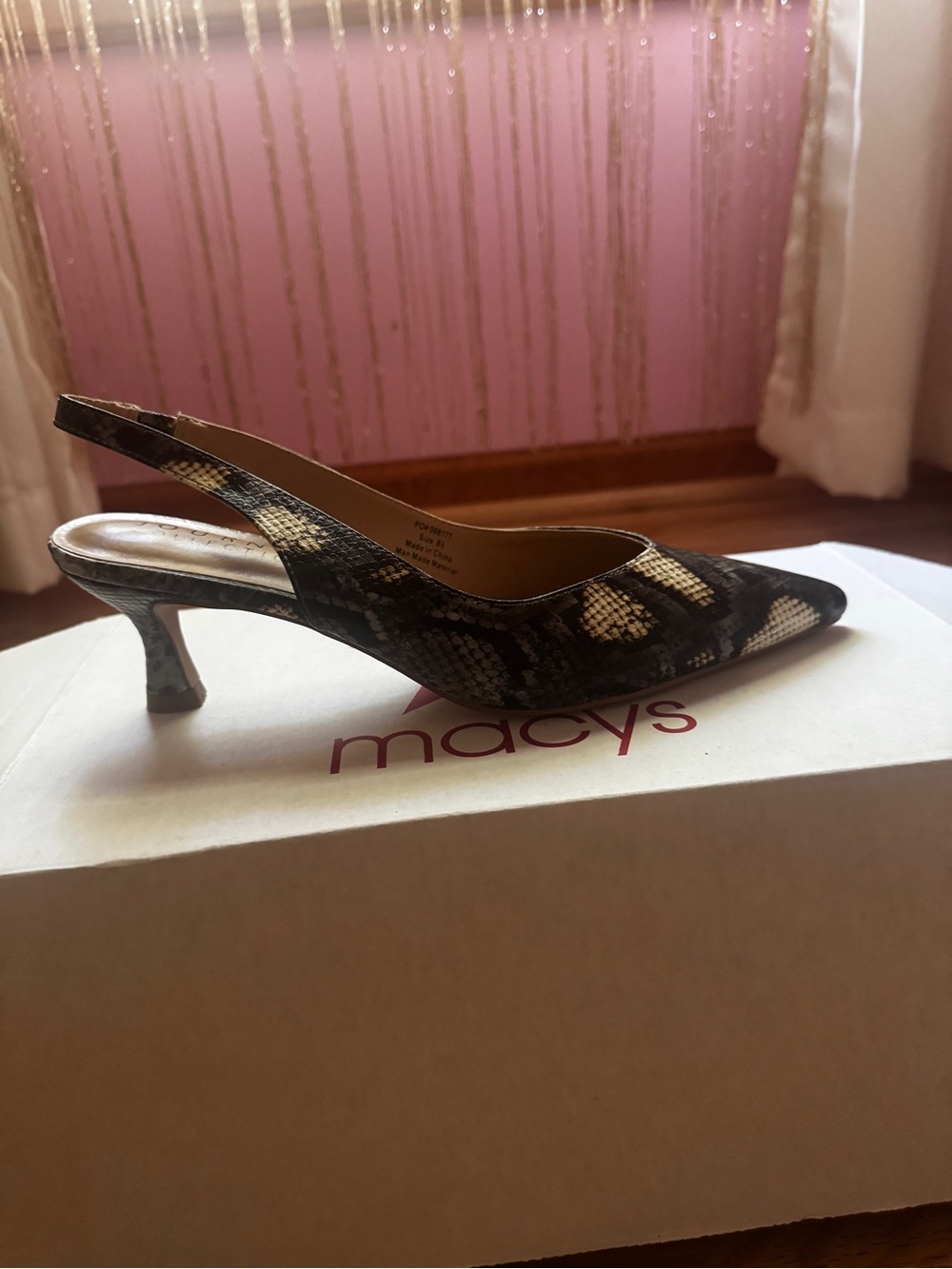 Journee Collection Black and Cream Snake-Print Slingback Pump